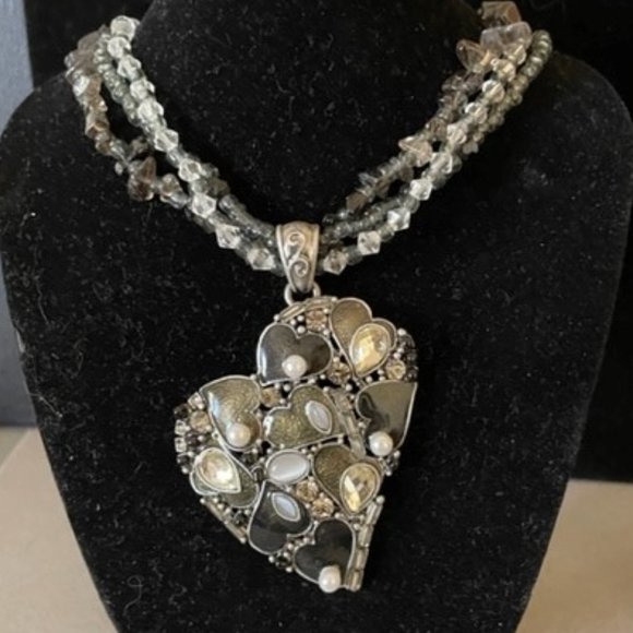 Chicos Gorgeous Amethyst Chip Necklace base metal with Glass Beads Pearls - Picture 1 of 9